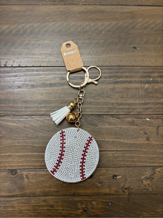 Encour Accessories - Encour Sparkly Baseball Keychain with Red Stitching